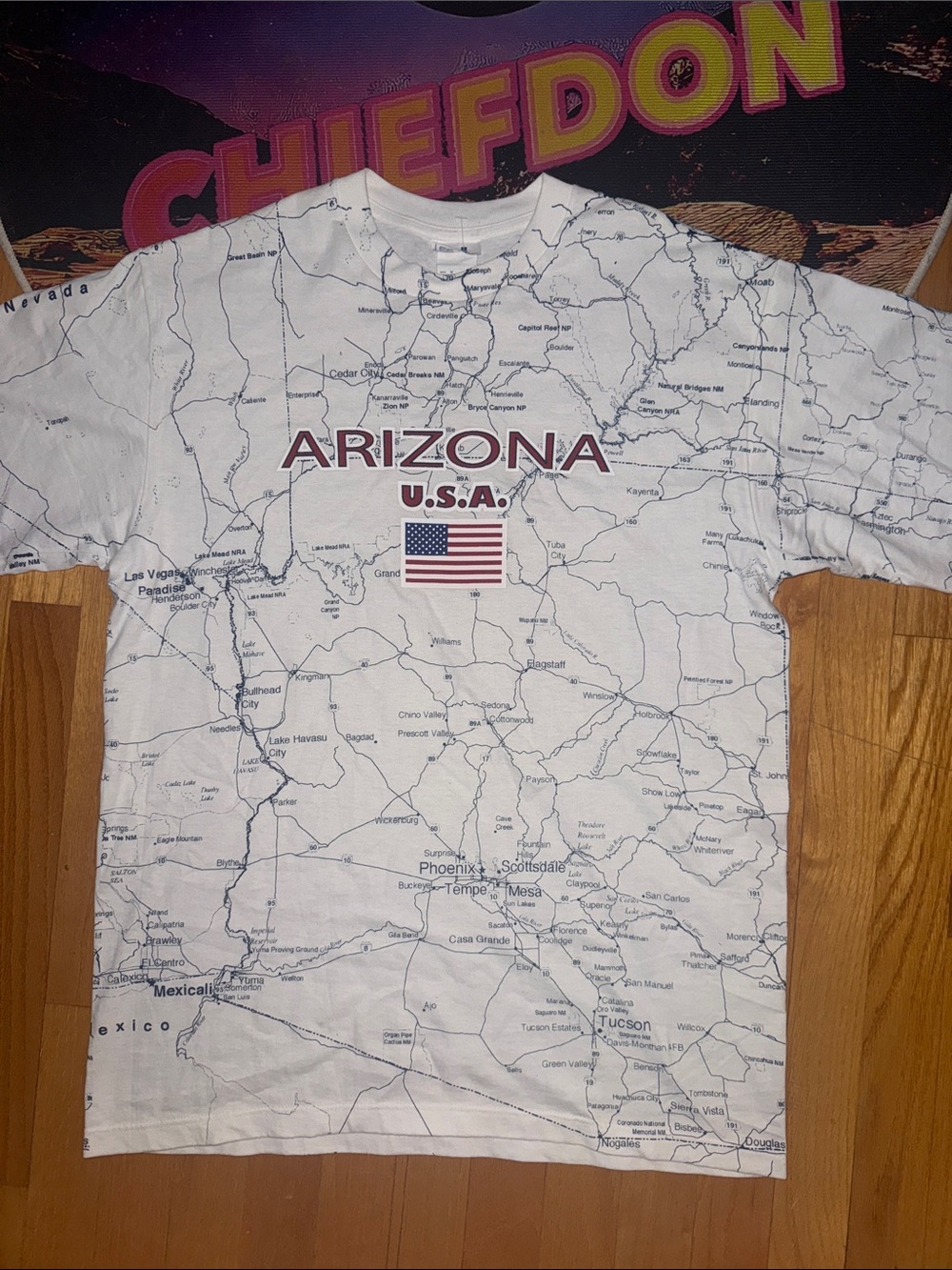 Arizona USA Map Graphic Tee - White Crew Neck
